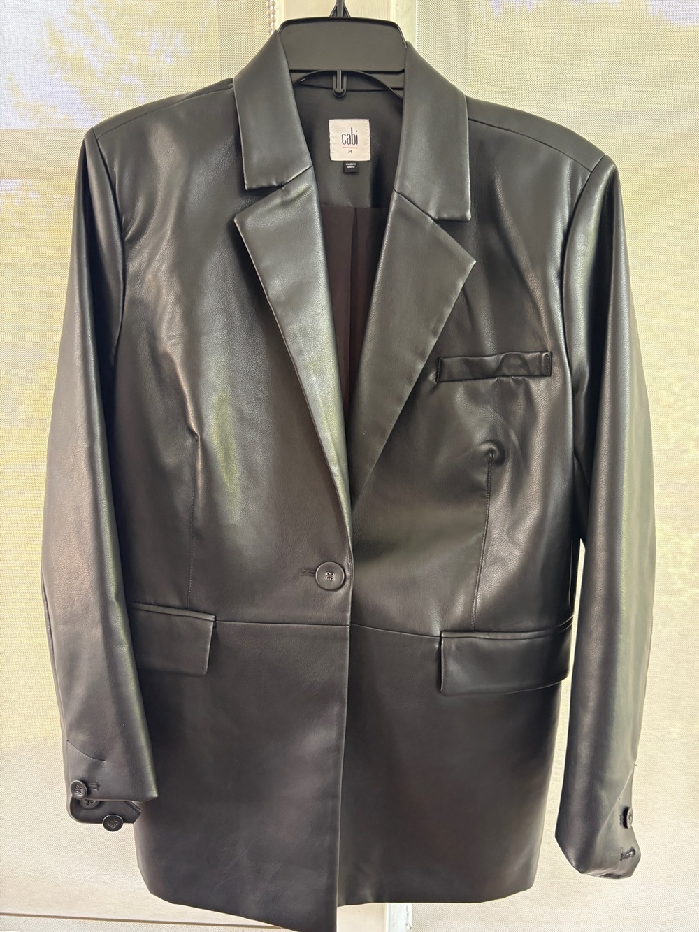 CAbi Black Faux Leather Blazer